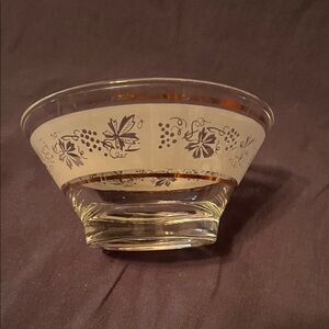 Vintage anchor hocking  Gold Rim Glass Bowl with Grape Vine Motif
